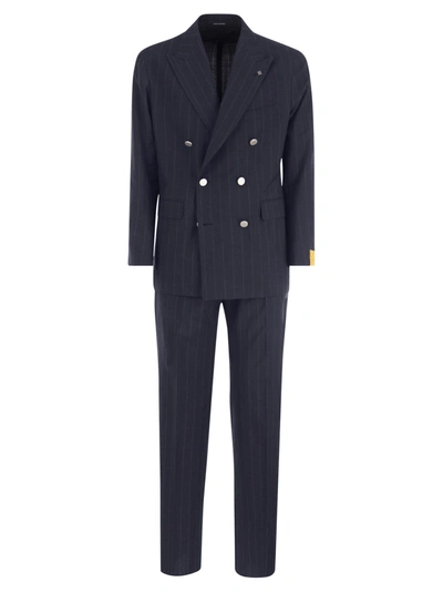 Tagliatore Double-breasted Pinstripe Suit In Blue