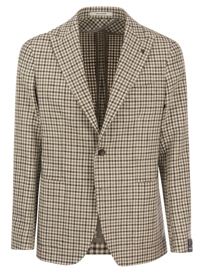 Tagliatore Jacket With Checked Pattern In Sand