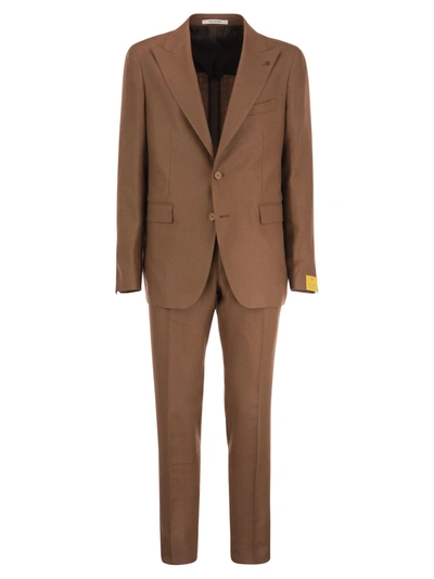 Tagliatore Linen Suit In Brown