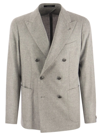 Tagliatore Montecarlo - Double-breasted Wool And Cashmere Jacket In Pearl