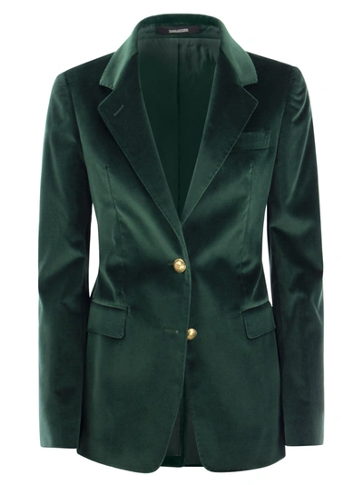 Tagliatore Paris Single Breasted Velvet Blazer In Green