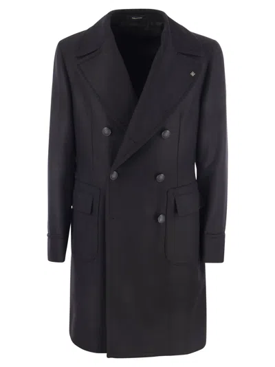 Tagliatore Double-breasted Wool Coat In Black