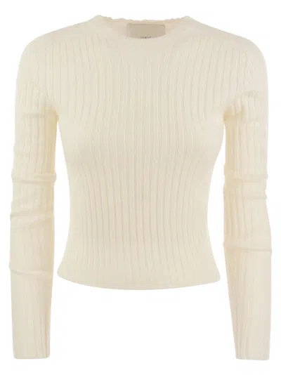 Vanisé Lulu - Ribbed Cropped Cashmere Knitwear In Ivory