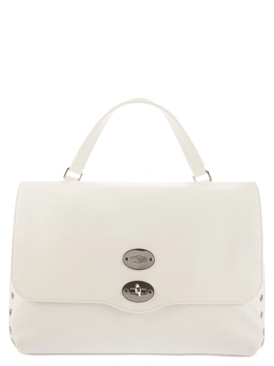 Zanellato Postina Medium Daily Leather Handbag In Bianco Latte