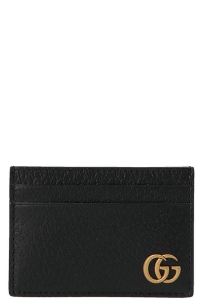 Gucci Gg Marmont Money Clip Leather Card Holder In Black