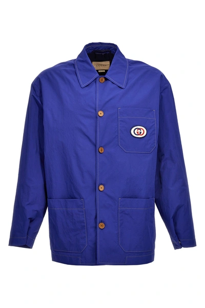 Gucci 'gremlins' Jacket With Chest And Front Pockets In Blue