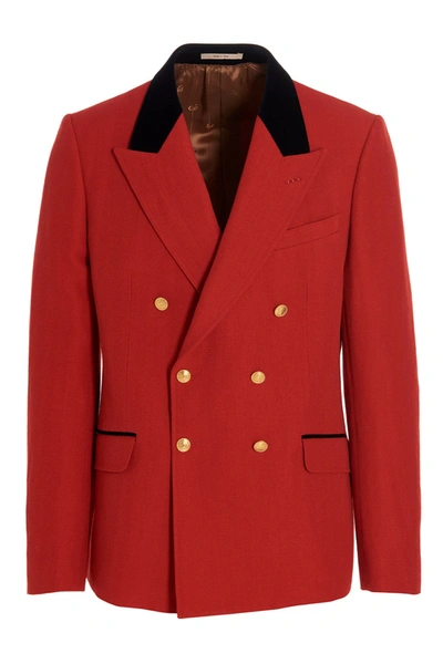 Gucci Men Chevron Blazer In Red