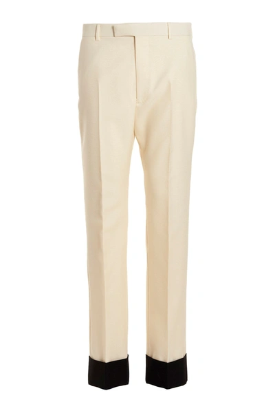 Gucci Men Contrast Edging Trousers In Multicolor