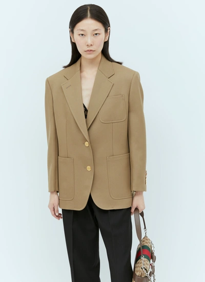 Gucci Wool Single-breasted Blazer In Beige