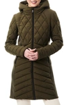 BERNARDO MIXED MEDIA WATER RESISANT QUILTED PUFFER JACKET