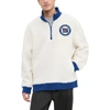 Tommy Hilfiger Cream New York Giants Jordan Sherpa Quarter-zip Sweatshirt In Cream