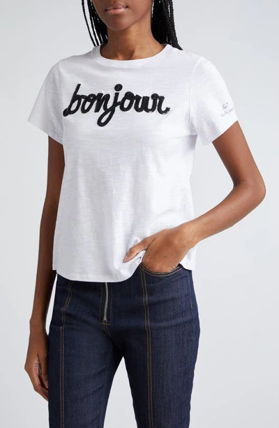 Cinq À Sept Cinq A Sept Merci Sequin Fringe Graphic Tee In White Black