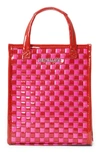 Mz Wallace Micro Woven Patent Box Tote Bag In Candy Lacquer