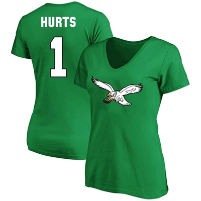 Fanatics Jalen Hurts Kelly Green Philadelphia Eagles Plus Size Fair Catch Name & Number V-neck T-shirt