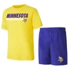 CONCEPTS SPORT CONCEPTS SPORT PURPLE/GOLD MINNESOTA VIKINGS METER T-SHIRT & SHORTS SLEEP SET