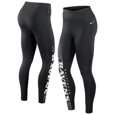 Nike Women's Dri-fit Yard Line (nfl Baltimore Ravens) Leggings In Black