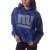 THE WILD COLLECTIVE THE WILD COLLECTIVE  ROYAL NEW YORK GIANTS TIE-DYE CROPPED PULLOVER HOODIE