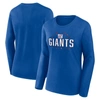 Fanatics Branded Royal New York Giants Plus Size Foiled Play Long Sleeve T-shirt In Royal