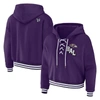 WEAR BY ERIN ANDREWS WEAR BY ERIN ANDREWS PURPLE BALTIMORE RAVENS PLUS SIZE LACE-UP PULLOVER HOODIE