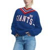 TOMMY HILFIGER TOMMY HILFIGER ROYAL NEW YORK GIANTS HEIDI RAGLAN V-NECK SWEATER