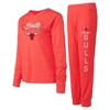Concepts Sport Women's  Red Chicago Bulls Meter Pullover Hoodie And Pants Set In Red