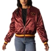 THE WILD COLLECTIVE THE WILD COLLECTIVE BURGUNDY/BLACK WASHINGTON COMMANDERS REVERSIBLE SHERPA FULL-ZIP BOMBER JACKET
