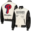 PLEASURES PLEASURES WHITE PHILADELPHIA PHILLIES FULL-SNAP VARSITY JACKET