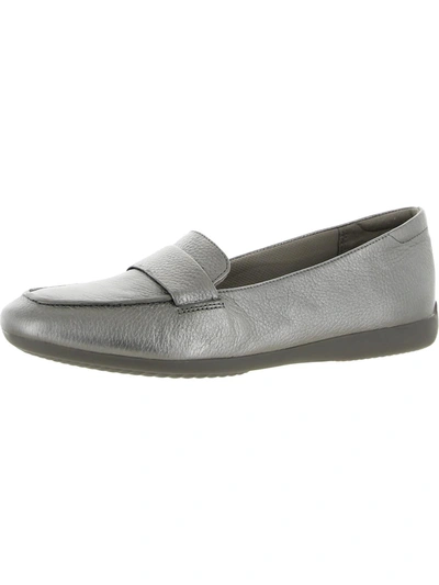 Naturalizer Genn-flow Womens Suede Slip On Penny Loafers In Silver