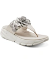 Easy Spirit Marjie Womens Embellished Denim Wedge Sandals In Brown