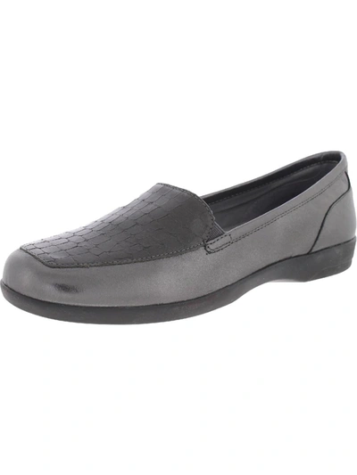 Easy Spirit Devitt 10 Womens Leather Slip On Loafers In Silver