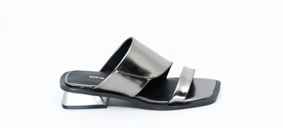 All Black Angle Mule In Pewter In Silver