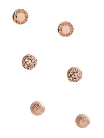 Guess Factory Rose Gold-tone Stud Earrings Set In Multi