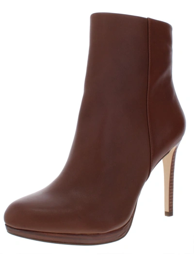 Nine West Quanette Womens Leather Ankle Booties In Brown