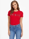 Guess Factory Pepper Rhinestone Logo Tee In Red