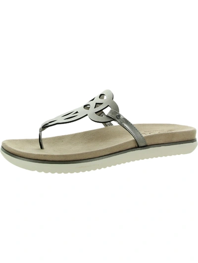 Soul Naturalizer Janice Womens Faux Leather Slides Thong Sandals In Silver