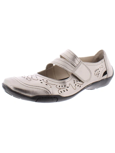 Ros Hommerson Chelsea Womens Leather Laser Cut Mary Janes In Silver
