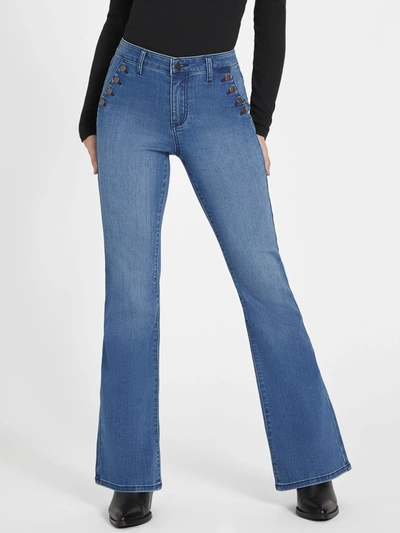 Guess Factory Wyatt Mid-rise Sailor Flare Jeans In Blue