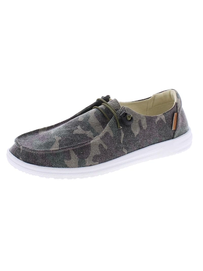 Corkys Kayak Womens Canvas Camouflage Casual Shoes In Green