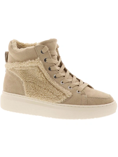 Marc Fisher Fellow Womens Faux Fur High Top Casual And Fashion Sneakers In Brown