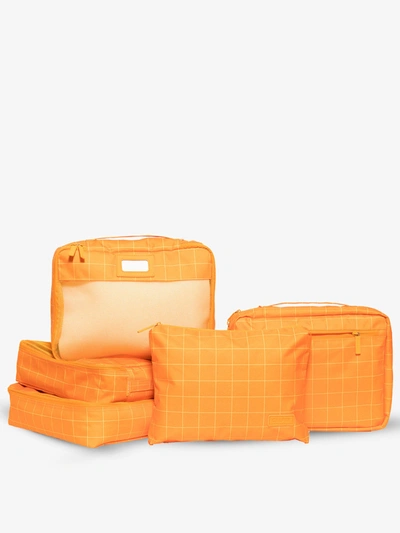 Calpak Packing Cubes Set (5 Pieces) In Orange-grid