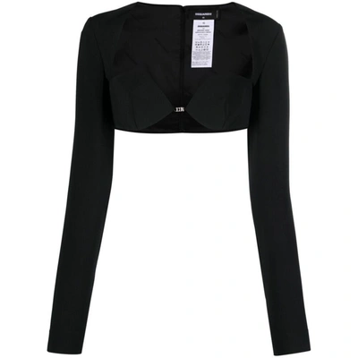 Dsquared2 Long-sleeved Cropped Top In Black