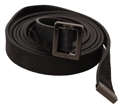 Costume National Chic Black Leather Fashion Belt With Metal Women's Buckle