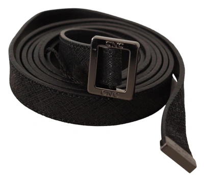 COSTUME NATIONAL COSTUME NATIONAL CHIC BLACK LEATHER FASHION BELT WITH METAL WOMEN'S BUCKLE