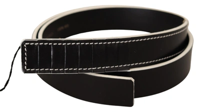 COSTUME NATIONAL COSTUME NATIONAL CHIC BLACK LEATHER FASHION BELT WITH WHITE WOMEN'S ACCENTS