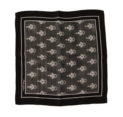 Dolce & Gabbana Black Patterned Square  Handkerchief Scarf