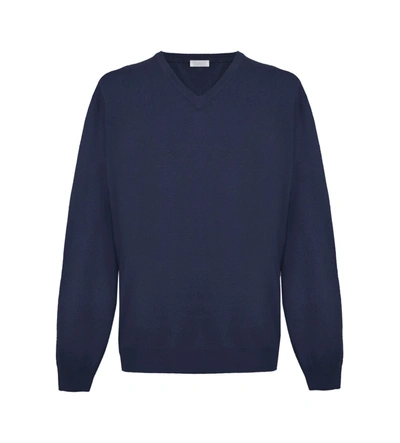 Malo Plush Cashmere V-neck Sweater In Diesel Men's Blue