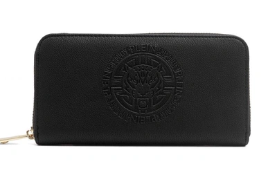 Plein Sport Sleek Black Zip Wallet With Women's Logo