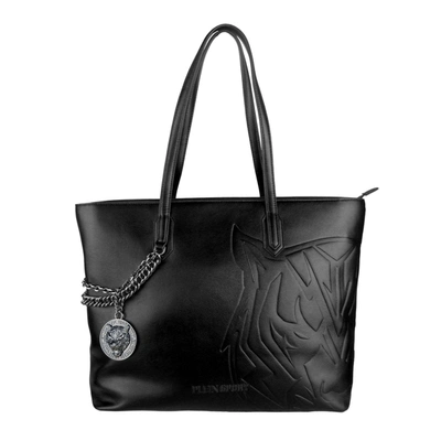 Plein Sport Chic Black Eco-leather Shopper  Tote