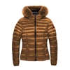 Refrigiwear Elegant Padded Down Jacket With Fur Hood In Brown