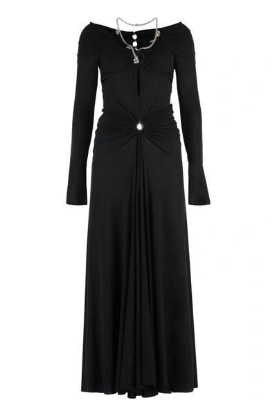 Rabanne Draped Jersey Dress In Black